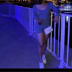 Fashion Nova Ribbed Blue romper